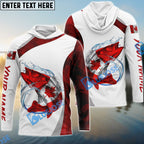 BlueJose Walleye Fishing Canada Flag Patriotic Fishing Jerseys, Personalized Walleye Fishing Long Sleeve Shirts