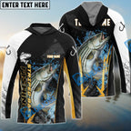 BlueJose Striped Bass Fishing Black Gold Design Pattern Custom Name & Team Name 3D Shirts