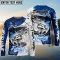 BlueJose Walleye Fishing Dark Blue Skin Sport Custom Name & Team Name 3D Shirts