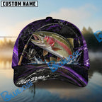 BlueJose Fishing Purple Lightning Rod Splash Personalized Name Classic 3D Cap Personalized Cap (13 Breeds)