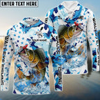 BlueJose Walleye Fishing Blue White American Flag Custom Name & Team Name 3D Shirts