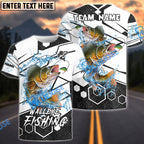 BlueJose Walleye Fishing White Gray Black Hexagon Sport Custom Name & Team Name 3D Shirts