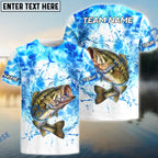 BlueJose Bass Fishing Blue Sea Catching Design Name & Team Name 3D Shirts