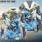 BlueJose Marlin Fishing Hooked On Victory Custom Name & Team Name 3D Shirts