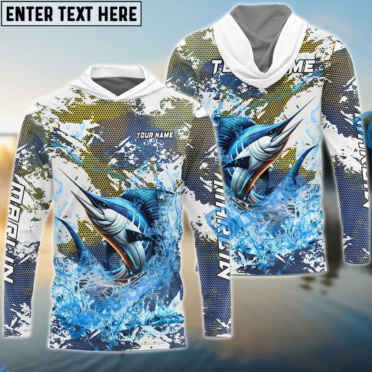 BlueJose Marlin Fishing Hooked On Victory Custom Name & Team Name 3D Shirts