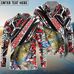 BlueJose Crappie Fishing Red Grunge Camo Custom Name & Team Name 3D Shirts