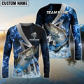 BlueJose Striped Bass Fishing Blue Fire Splash Custom Name & Team Name 3D Shirts