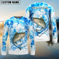 BlueJose Striped Bass Fishing Blue Sea Catching Design Name & Team Name 3D Shirts