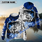 BlueJose Walleye Fishing Dark Blue Skin Sport Custom Name & Team Name 3D Shirts