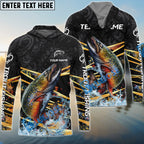 BlueJose Trout Fishing Black Gold Splash Dynamic Pattern Custom Name & Team Name 3D Shirts