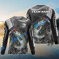 BlueJose Striped Bass Fishing Gray Camo Sport Custom Name & Team Name 3D Shirts