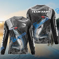 BlueJose Salmon Fishing Gray Camo Sport Custom Name & Team Name 3D Shirts