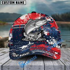 BlueJose Fishing Patriotic Grunge Splatter Personalized Cap (13 Breeds)