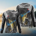 BlueJose Crappie Fishing Gray Camo Sport Custom Name & Team Name 3D Shirts