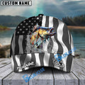 BlueJose Bass Fishing Black American Flag Sport Personalized Cap