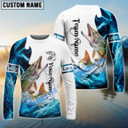 BlueJose Customize Name Pike Fishing Water & White 3D Shirts