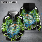 BlueJose Salmon Fishing Green Happy Hook Design Name & Team Name 3D Shirts