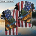BlueJose Flathead Catfish Fishing American Flag Patriotic Personalized Catfish Long Sleeve Fishing Shirts