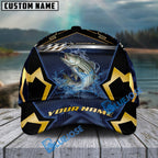 BlueJose Fishing Black Gold Geometric Personalized Name Classic 3D Cap Personalized Cap (13 Breeds)