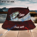 BlueJose Custom Name Striped Bass Fishing Red Bucket Fishing Hat