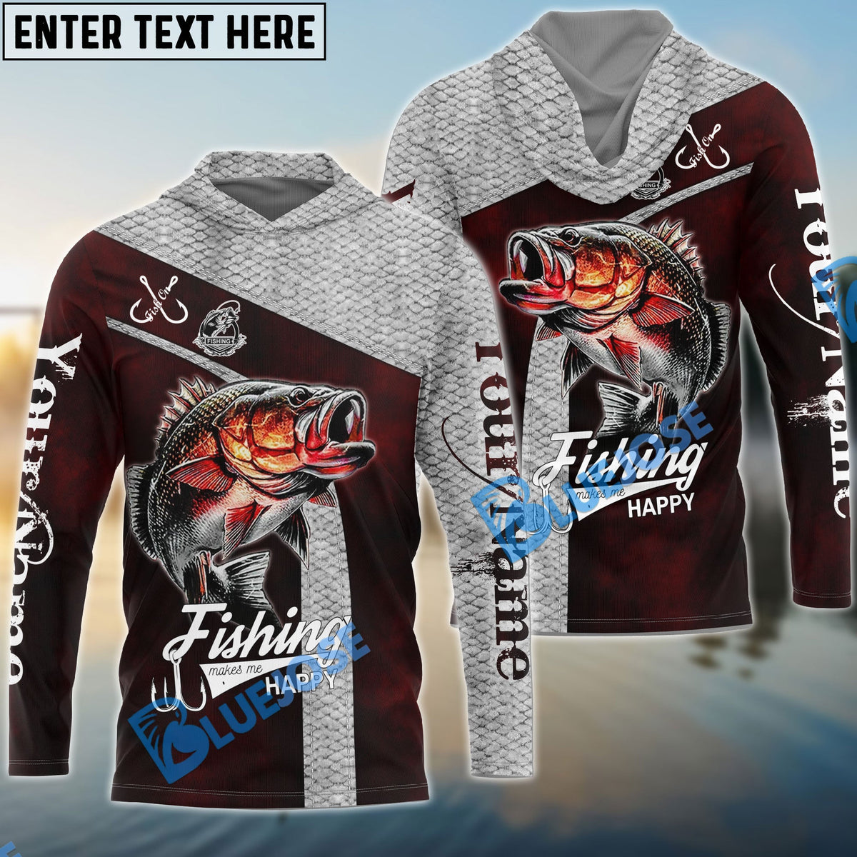 BlueJose Personalized Fishing Red Custom Name Shirt