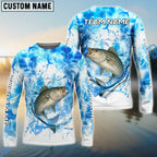 BlueJose Striped Bass Fishing Blue Sea Catching Design Name & Team Name 3D Shirts