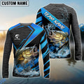 BlueJose Bass Fishing Premium Fish Pattern Name & Team Name 3D Shirts