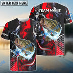 BlueJose Bass Fishing Red Thunder Custom Name & Team Name 3D Shirts