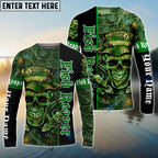 BlueJose Fish Reaper Fishing Green Camouflage Custom Long Sleeve Fishing Shirts