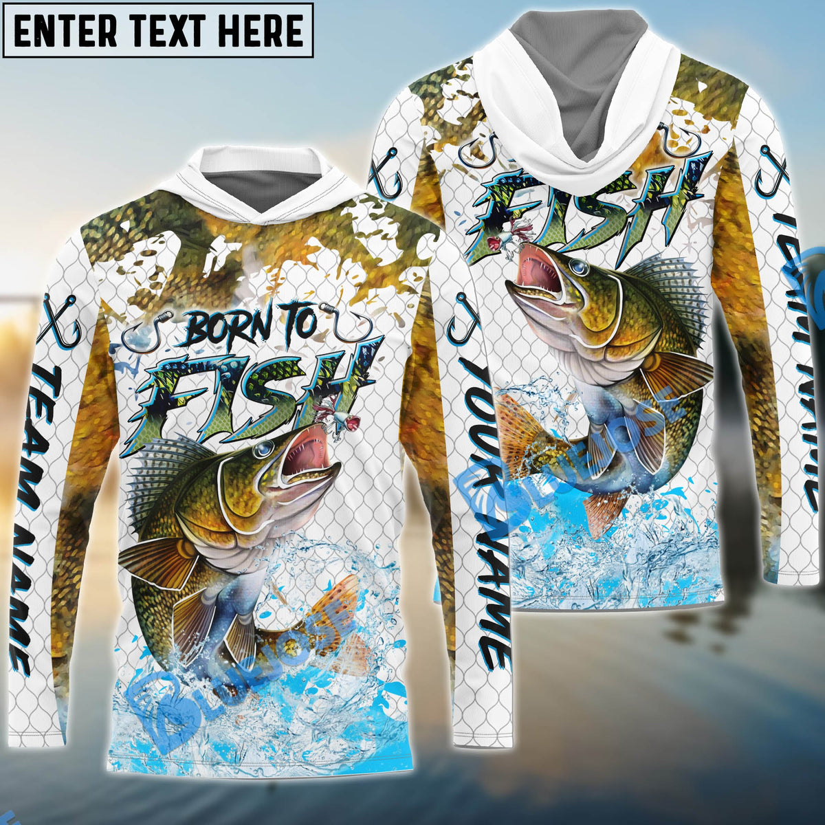 BlueJose Walleye Fishing Skin Dynamic Jump Custom Name & Team Name 3D Shirts
