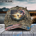 BlueJose Fishing American Flag Sunrise Farm Scene Camo Custom Name 3D Cap (12 Breeds)