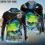 BlueJose Mahi-Mahi Fishing Water Splash Navy Gold Pattern Custom Name & Team Name 3D Shirts