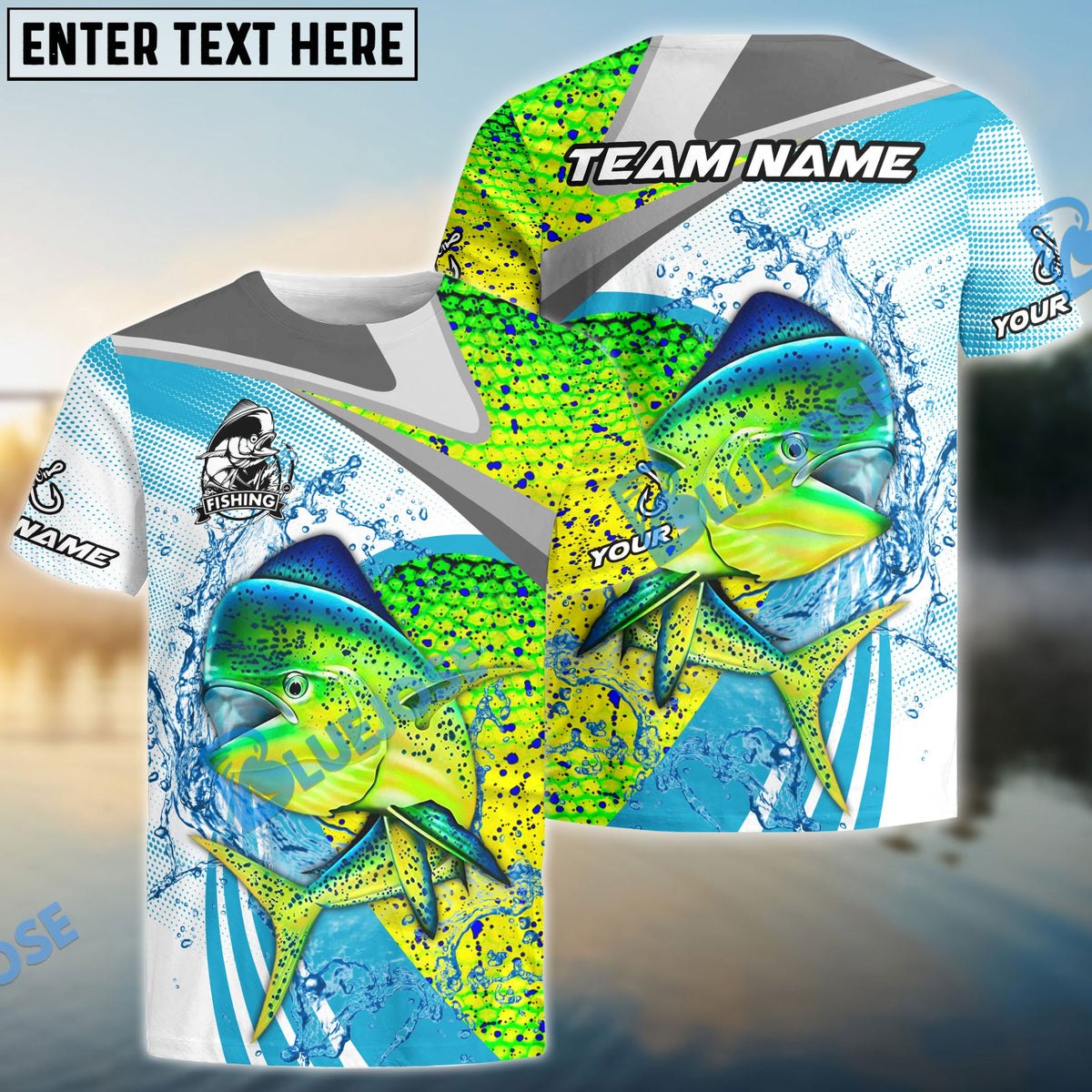 BlueJose Mahi-Mahi Fishing Blue Water Sport Custom Name & Team Name 3D Shirts
