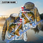 BlueJose Walleye Fishing Skin Patriotic Water Splash Custom Name & Team Name 3D Shirts