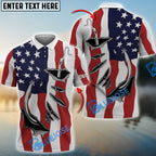 BlueJose Us Fishing Fish Hook American Flag   Custom Long Sleeves Shirts  Patriotic