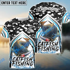 BlueJose Catfish Fishing Black Camo Sport Custom Name & Team Name 3D Shirts