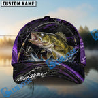 BlueJose Fishing Purple Lightning Rod Splash Personalized Name Classic 3D Cap Personalized Cap (13 Breeds)