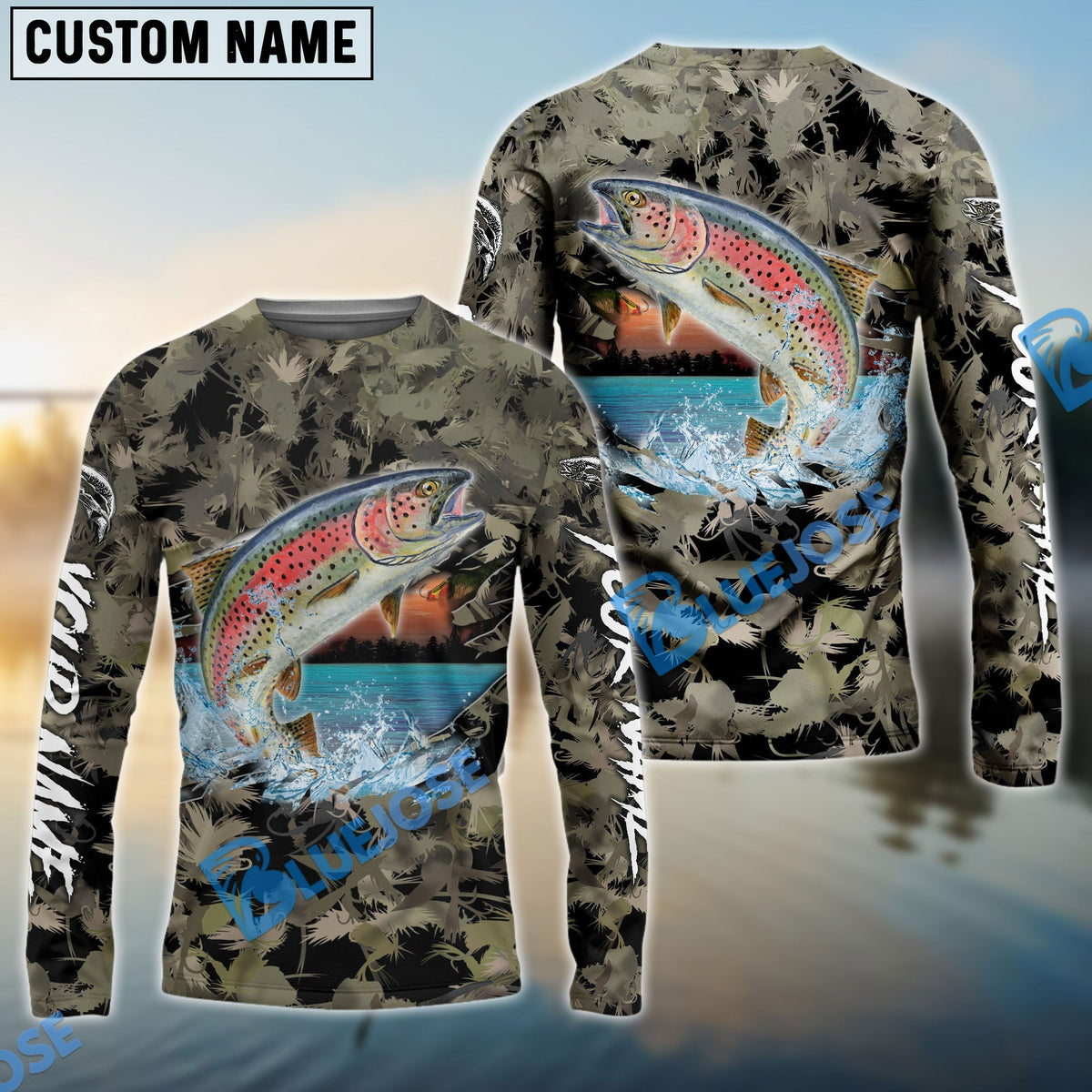 BlueJose Trout Fishing Camouflage Custom Name Shirts