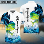 BlueJose Customize Name Mahimahi Fishing Water & White 3D Shirts