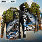 BlueJose Salmon Fishing Jungle Camo Custom Name & Team Name 3D Shirts
