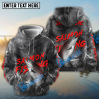 BlueJose Salmon Fishing Red Gray Blur Custom Name & Team Name 3D Shirts