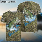 BlueJose Bass Fish Camouflage Fishing Custom Name Shirts