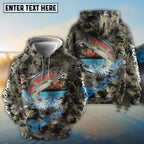 BlueJose Trout Fishing Camouflage Custom Name Shirts
