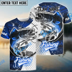BlueJose Walleye Fishing Dark Blue Skin Sport Custom Name & Team Name 3D Shirts