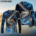 BlueJose Catfish Fishing Ocean Wave Power Custom Name & Team Name 3D Shirts