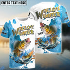 BlueJose Walleye Hunter Fishing Graphic Splash Effect Custom Name & Team Name 3D Shirts