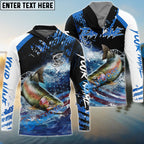 BlueJose Trout Fishing American Flag Blue Seawave Custom Name & Team Name 3D Shirts
