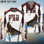 BlueJose "Born To Fish" Catfish Fishing Red Camo Custom Name Fishing Shirts