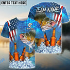 BlueJose Walleye Fishing Beer USA Flag Custom Name & Team Name Shirts