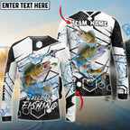 BlueJose Walleye Fishing White Gray Black Hexagon Sport Custom Name & Team Name 3D Shirts